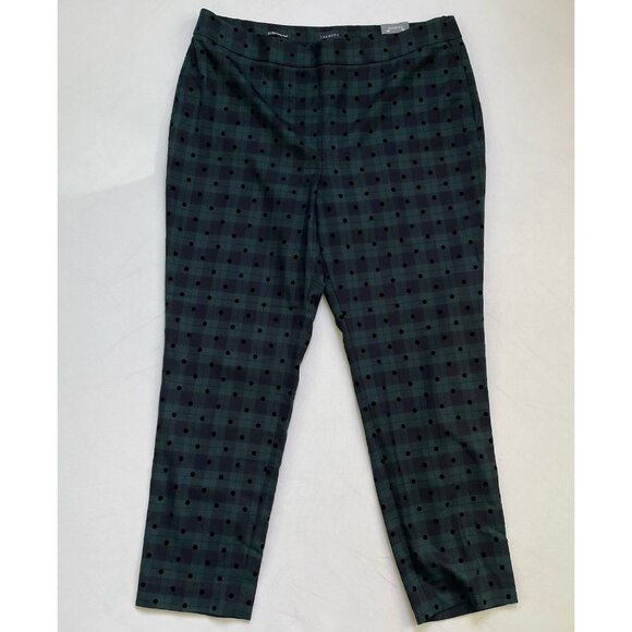 NWT Talbots Women’s 16 Slim Ankle Green Black Watch Tartan Plaid Wool Pants - Picture 1 of 15